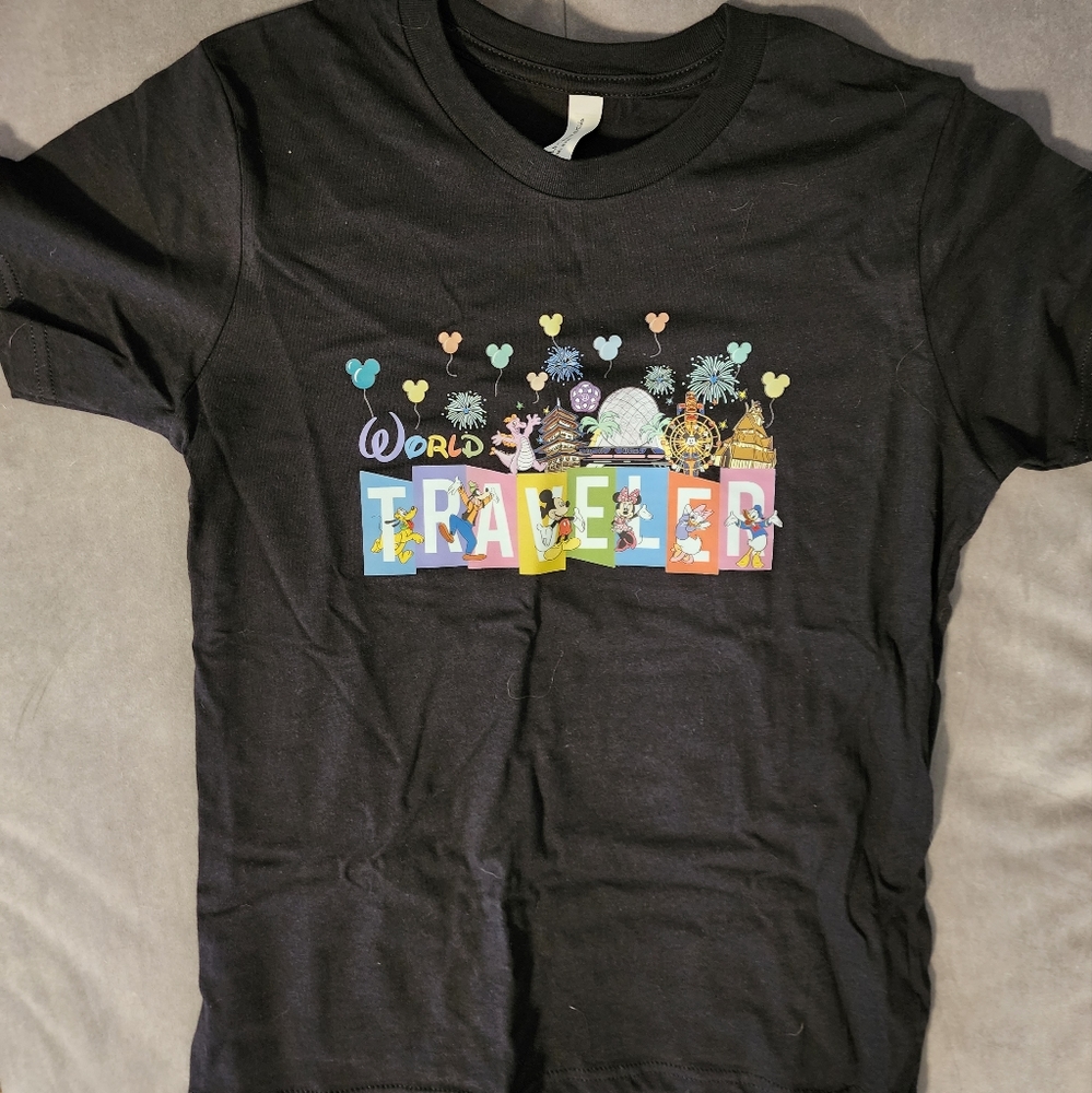 Disney Parks Bella Canvas World Traveler Epcot Girls L 14-16 T-shirt Black